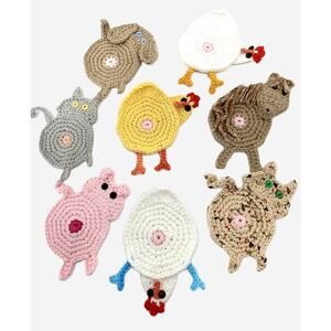 Crochet Animal Critter Butt Coasters Set of 4 Your Choice Handmade to Order